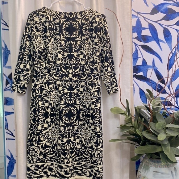 J. McLaughlin Catalina Cloth Black & White Nylon & Spandex Shift Dress Size M - Picture 6 of 7